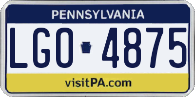 PA license plate LGO4875