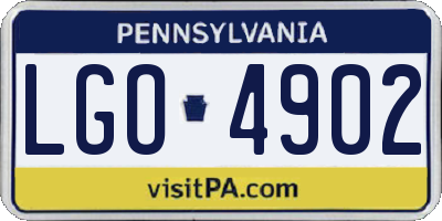 PA license plate LGO4902