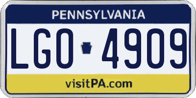 PA license plate LGO4909
