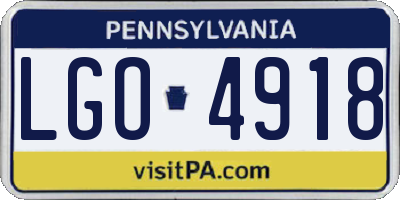 PA license plate LGO4918