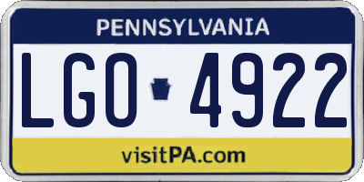 PA license plate LGO4922