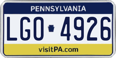 PA license plate LGO4926