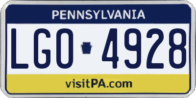 PA license plate LGO4928