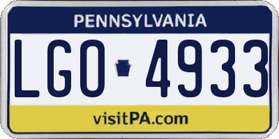 PA license plate LGO4933