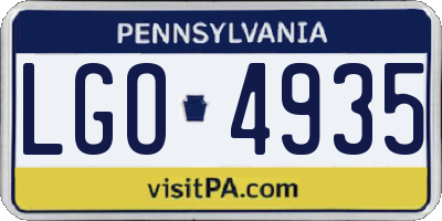 PA license plate LGO4935