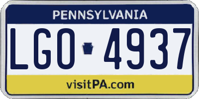 PA license plate LGO4937