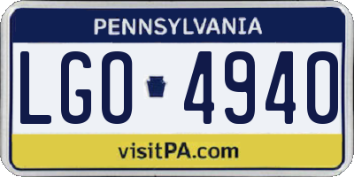 PA license plate LGO4940