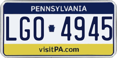 PA license plate LGO4945