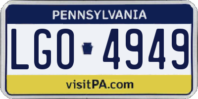 PA license plate LGO4949