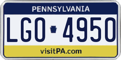 PA license plate LGO4950