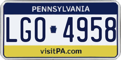 PA license plate LGO4958