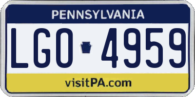 PA license plate LGO4959
