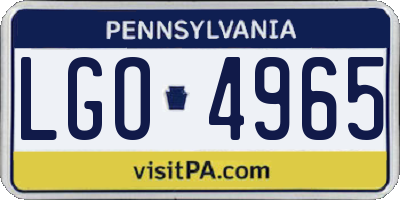 PA license plate LGO4965