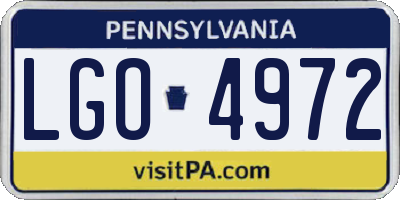 PA license plate LGO4972