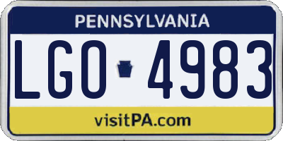PA license plate LGO4983