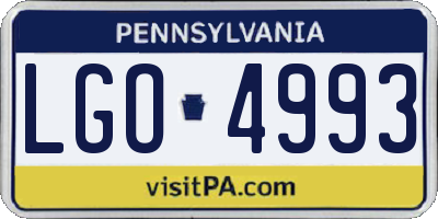 PA license plate LGO4993