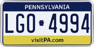 PA license plate LGO4994