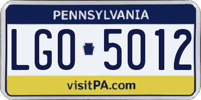 PA license plate LGO5012