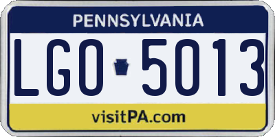 PA license plate LGO5013