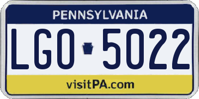 PA license plate LGO5022