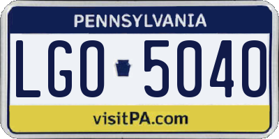 PA license plate LGO5040