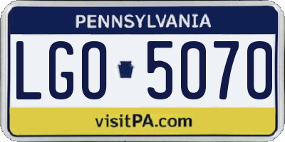 PA license plate LGO5070