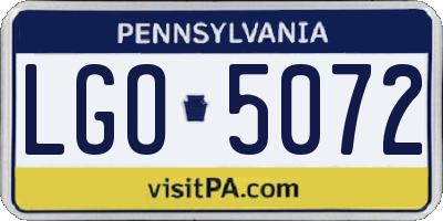 PA license plate LGO5072