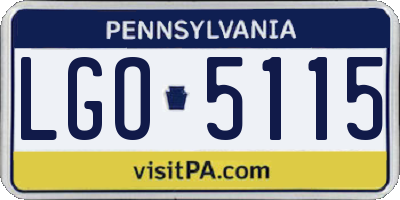 PA license plate LGO5115