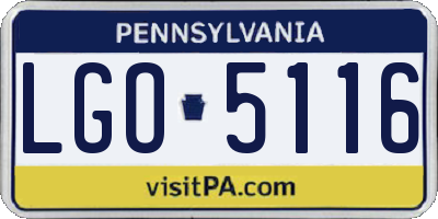 PA license plate LGO5116