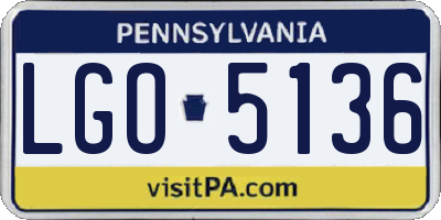 PA license plate LGO5136