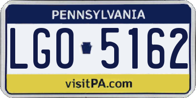 PA license plate LGO5162