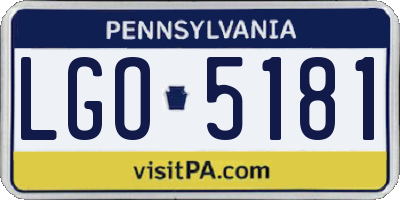 PA license plate LGO5181