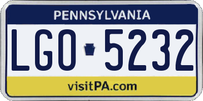 PA license plate LGO5232