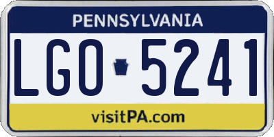 PA license plate LGO5241