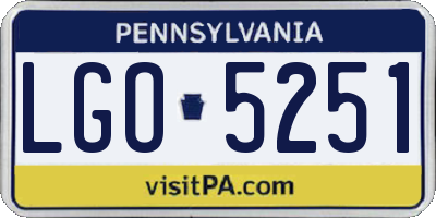PA license plate LGO5251