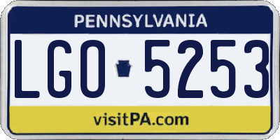 PA license plate LGO5253