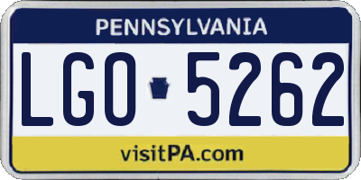PA license plate LGO5262