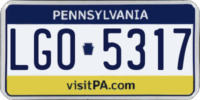 PA license plate LGO5317