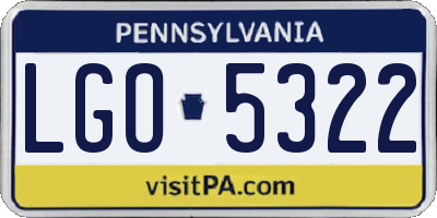 PA license plate LGO5322
