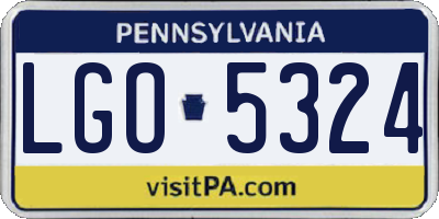PA license plate LGO5324