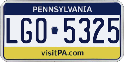 PA license plate LGO5325