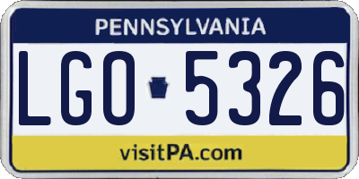 PA license plate LGO5326