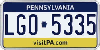 PA license plate LGO5335