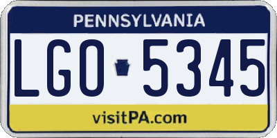 PA license plate LGO5345