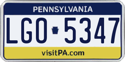 PA license plate LGO5347