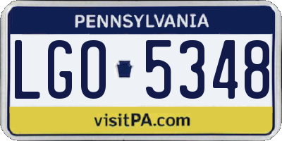PA license plate LGO5348