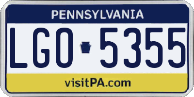 PA license plate LGO5355