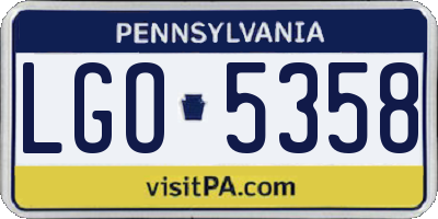 PA license plate LGO5358