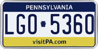 PA license plate LGO5360