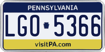 PA license plate LGO5366